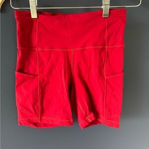 Lululemon Fast and Free High-Rise Short 6" 
7 Pocket - Dark Red